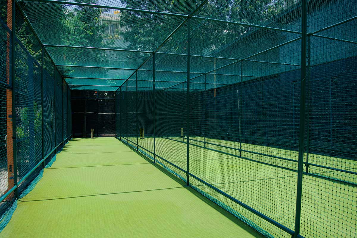 Cricket practice nets for academy